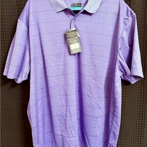PGA TOUR Performance Polo Men’s XXL Purple Diamond Print NWT Moisture Wicking